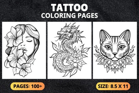 100 Tattoo Coloring Book for Adults: A Creative Escape in High-Resolution Detail