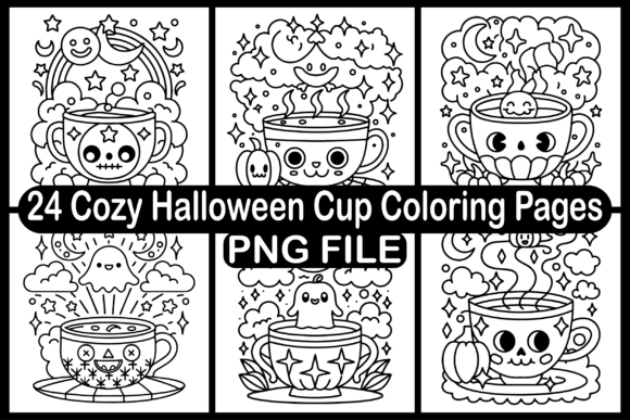 24 Cozy Halloween Cup Coloring Pages