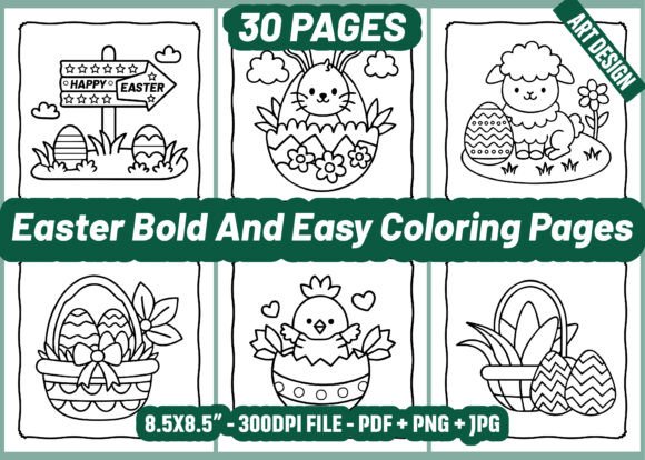 30 Easter Bold and Easy Coloring Pages