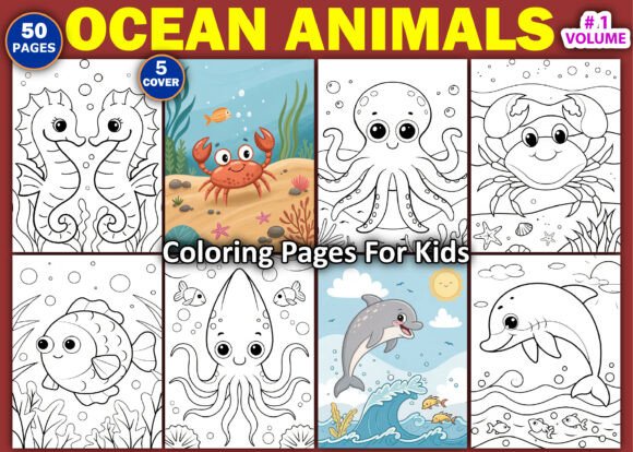50 Ocean Animals Coloring Pages for Kids