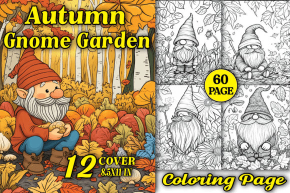 Autumn Gnome Garden Coloring Page: A Creative Escape for Adults