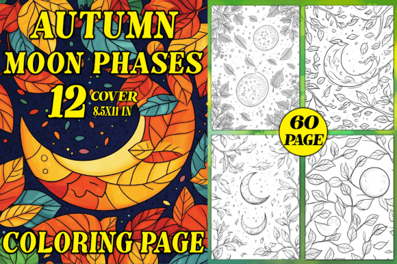 Autumn Moon Phases with Leave Coloring Page: A Creative Tool for Productivity and Mindfulness