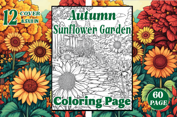 Autumn Sunflower Garden Coloring Page