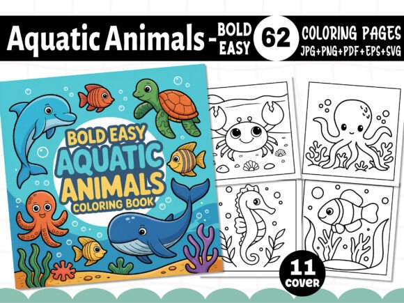 Bold Easy Aquatic Animals Coloring Pages