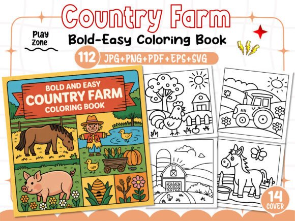 Bold Easy Country Farm Coloring Pages