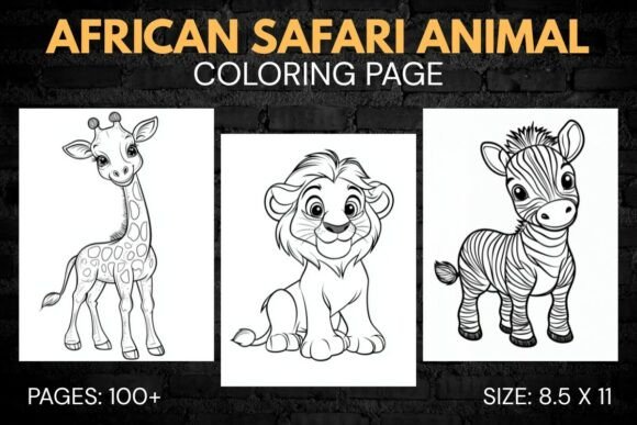 Cute African Safari Animal Coloring Book