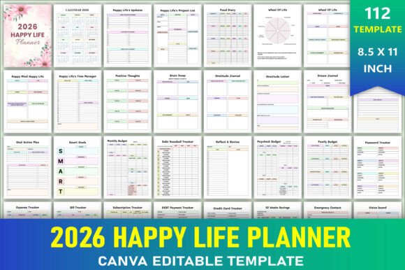 Editable 2026 Happy Life Planner