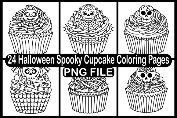 Halloween Spooky Cupcake Coloring Pages: A Creative Escape for Adults