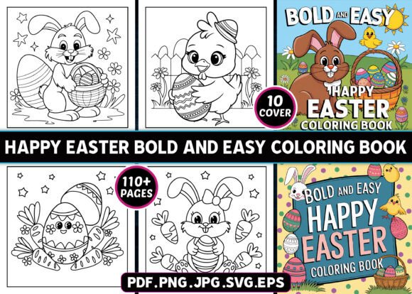 Happy Easter Bold and Easy Coloring Book