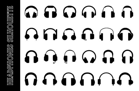Variety of Headphones in Silhouette