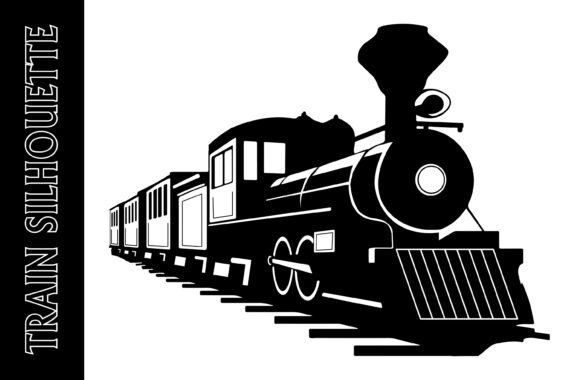 Vintage Steam Train Silhouette on Tracks: A Timeless Design for Creative and Commercial Use